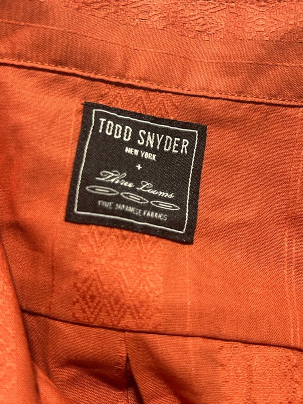Todd Snyder Jacquard Three Looms camp shirt Men's large  Orange - Picture 9 of 10